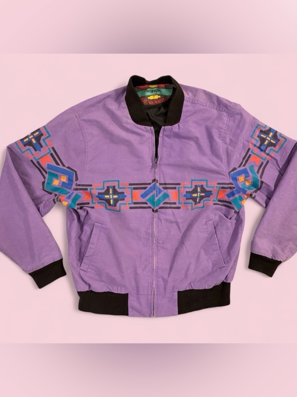Vintage Wrangler Brushpopper Jacket Mens M Purple Southwestern Western 80s 90s